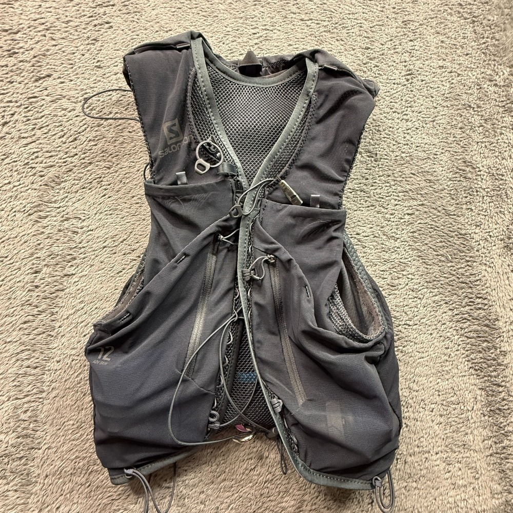 Salomon Adv Skin 12 Running Hydration Vest S Gray + 2 HydraPaks Marathon Gear